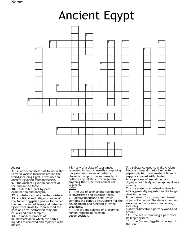 Ancient Eqypt Crossword