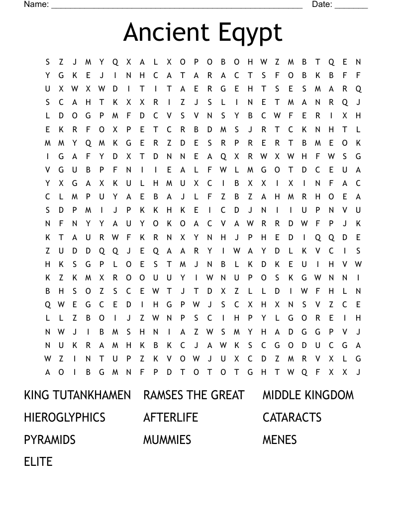 Ancient Eqypt Word Search