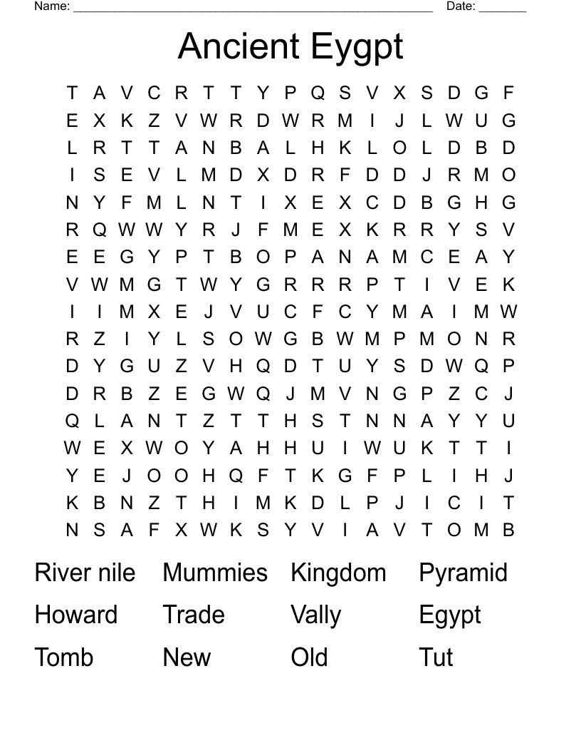 Ancient Eygpt  Word Search