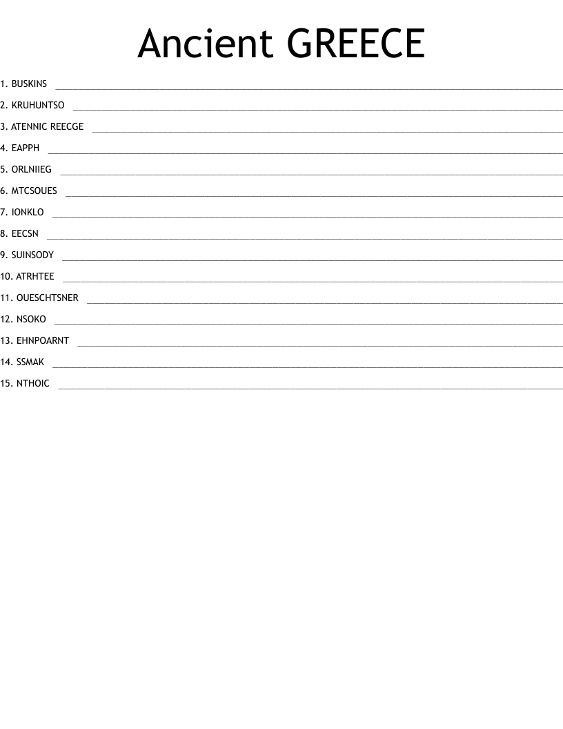 Ancient GREECE Word Scramble