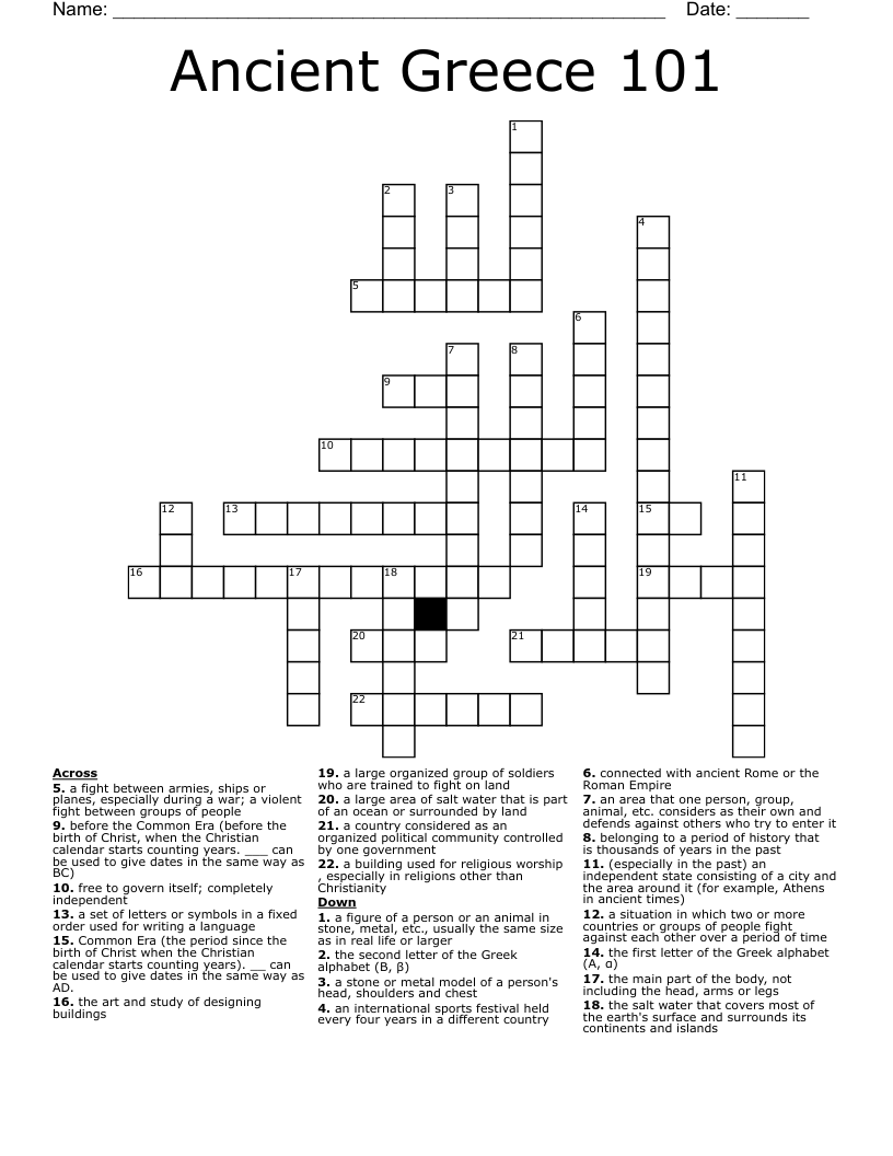 Ancient Greece 101 Crossword