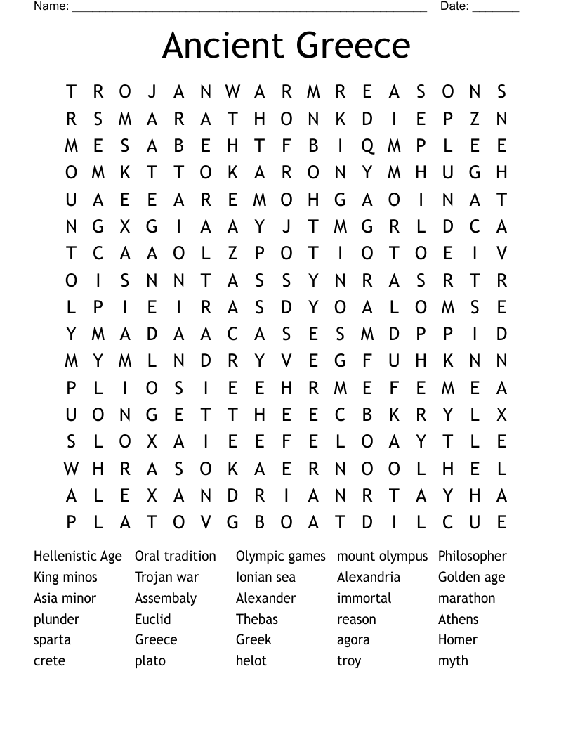 Ancient Greece Word Search