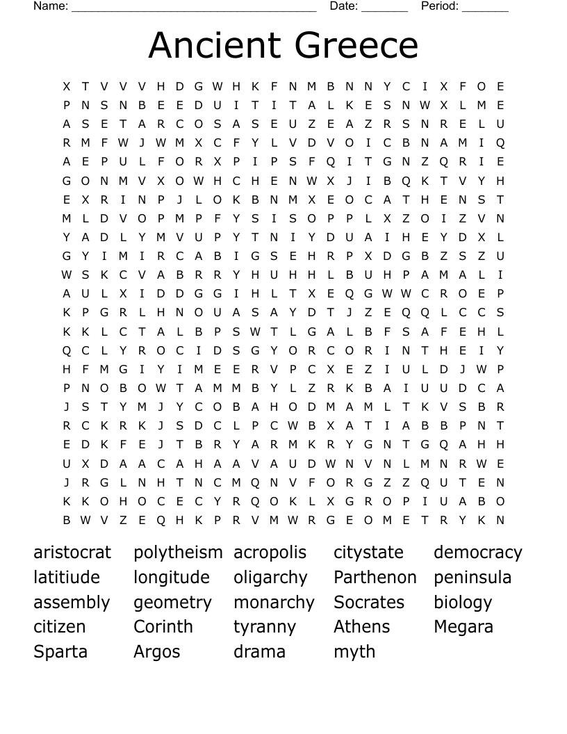Ancient Greece Word Search