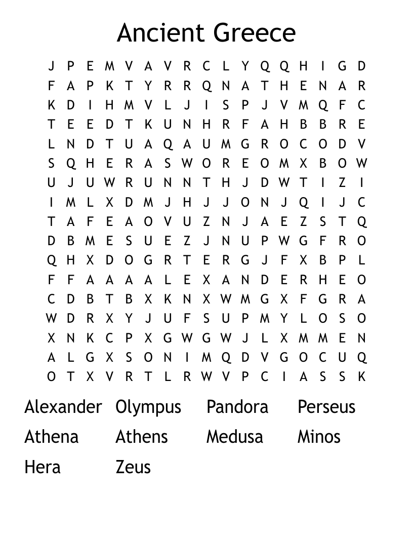 Ancient Greece Word Search