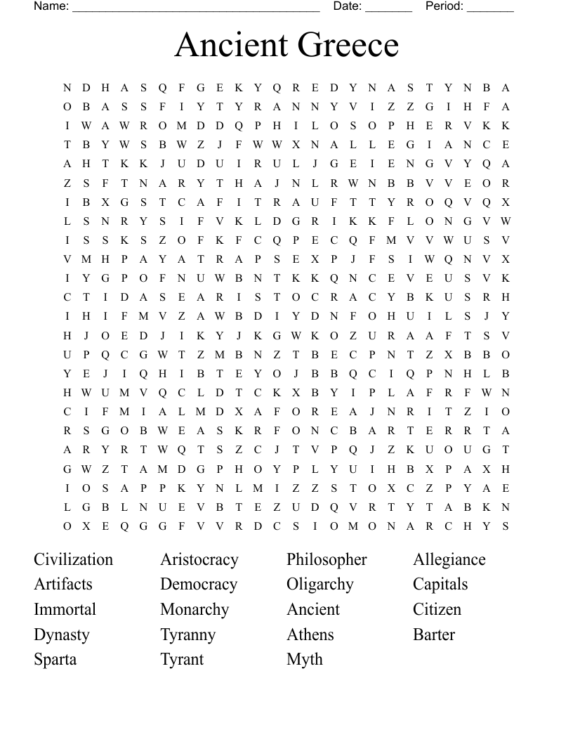 Ancient Greece Word Search