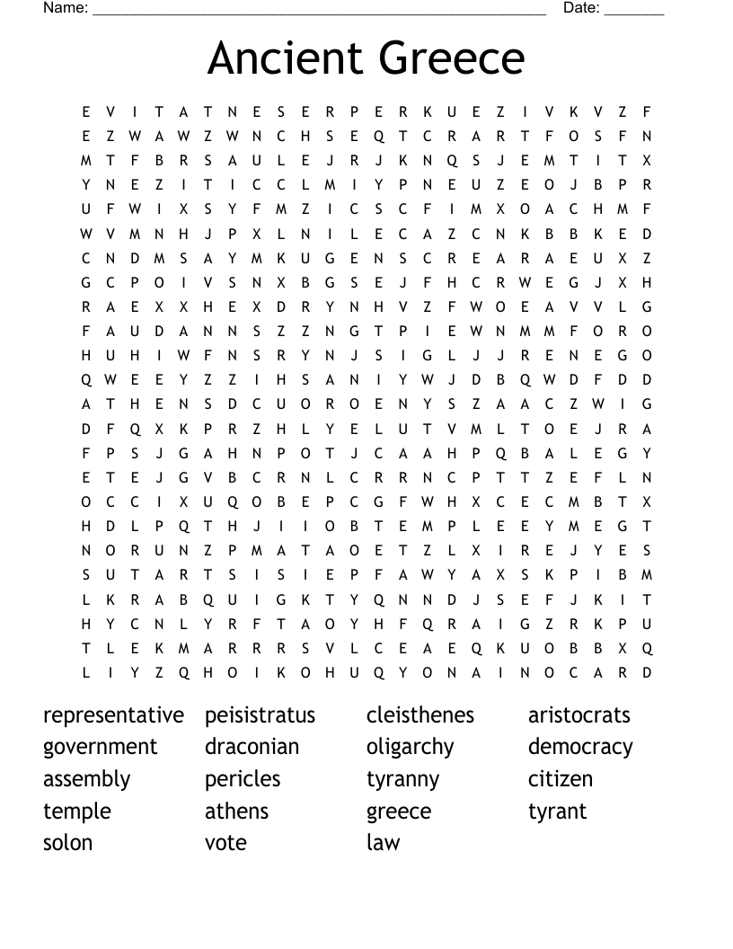 Ancient Greece Word Search