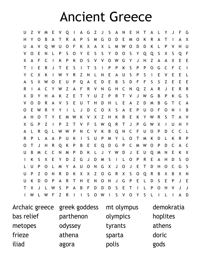 Ancient Greece Word Search