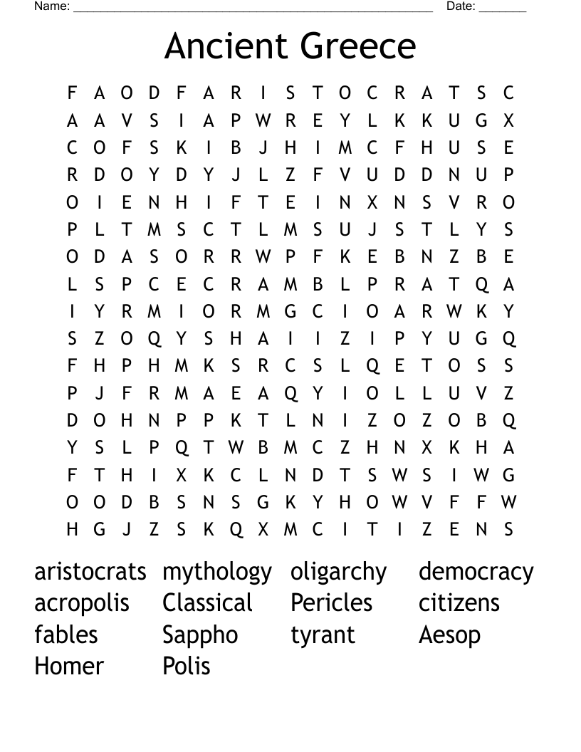 Ancient Greece Word Search