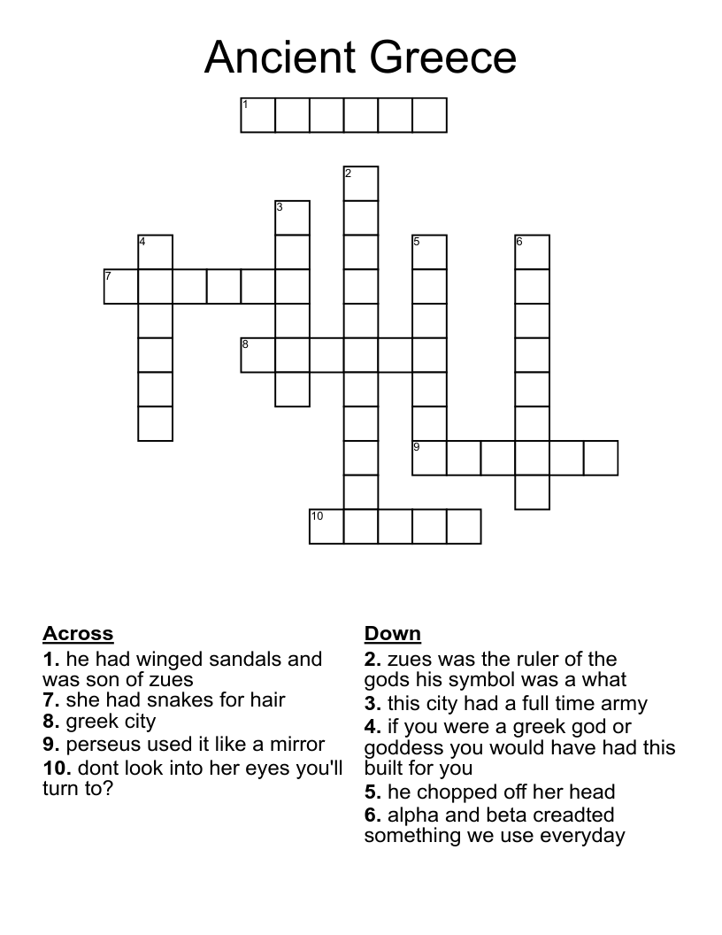 Ancient Greece Crossword