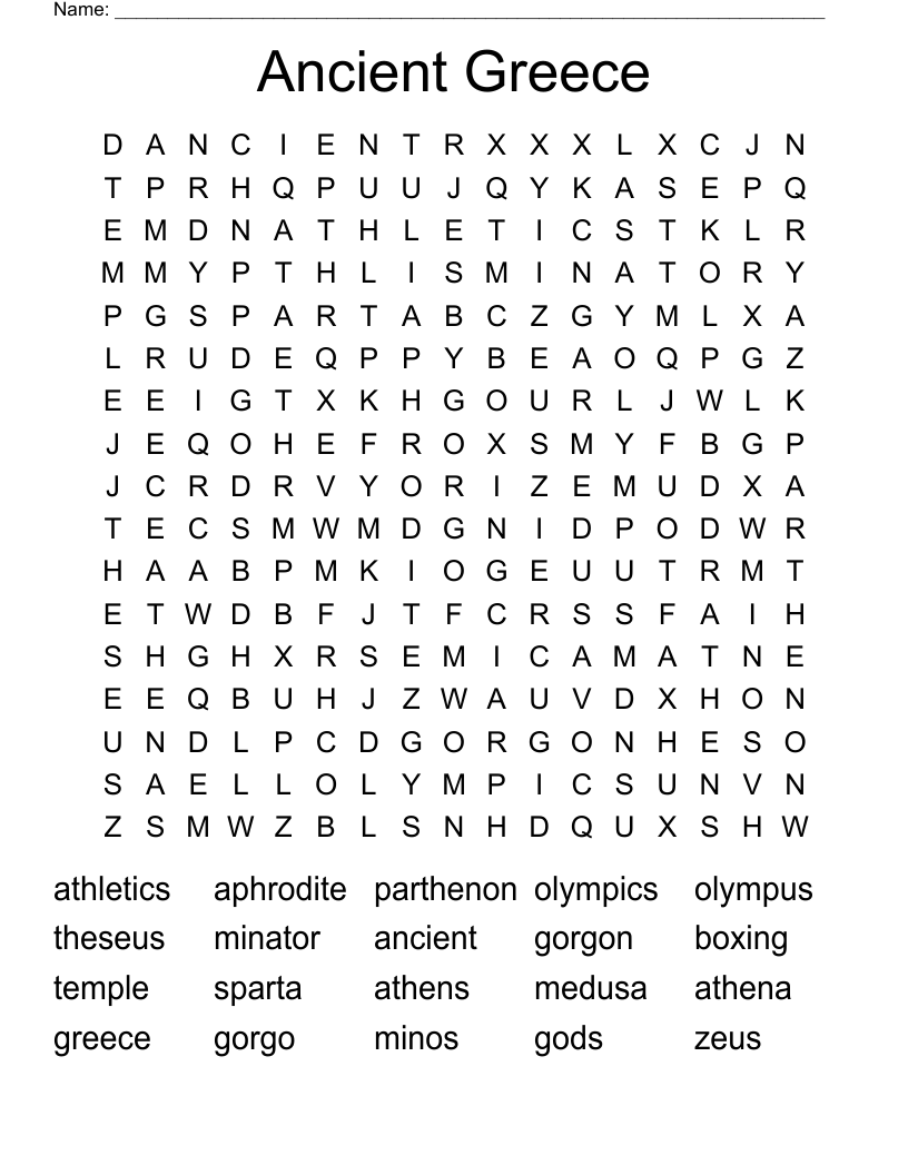 Ancient Greece Word Search
