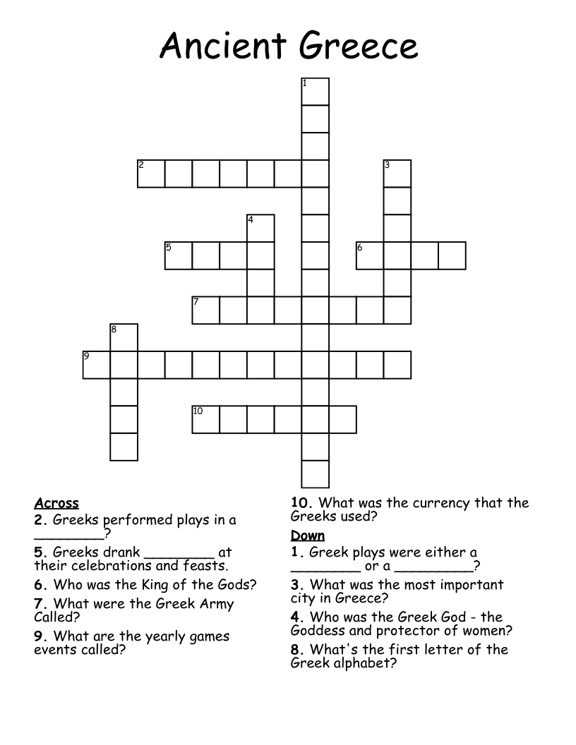Ancient Greece Crossword