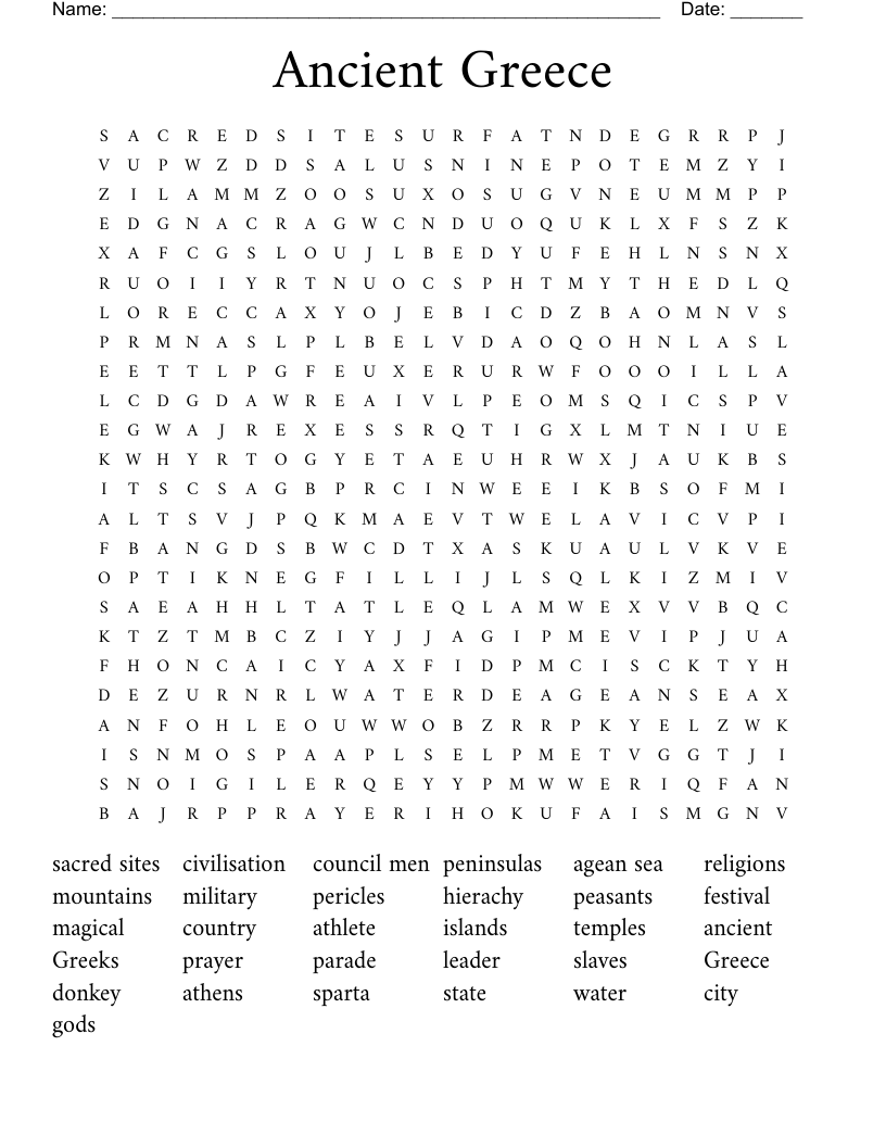 Ancient Greece Word Search