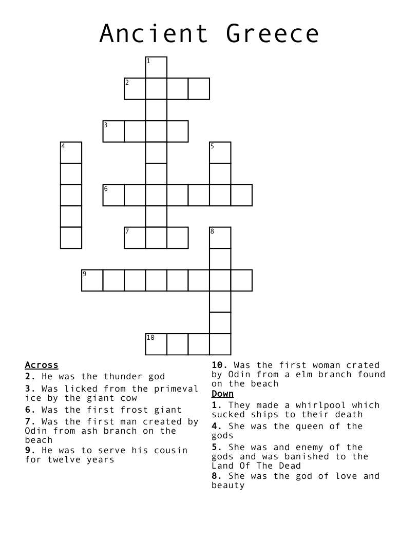Ancient Greece Crossword