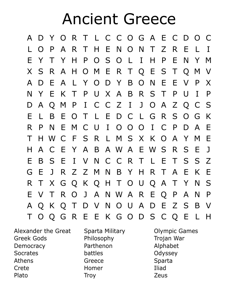 Ancient Greece Word Search