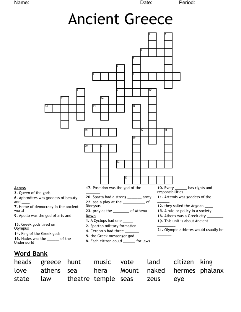 Ancient Greece Crossword