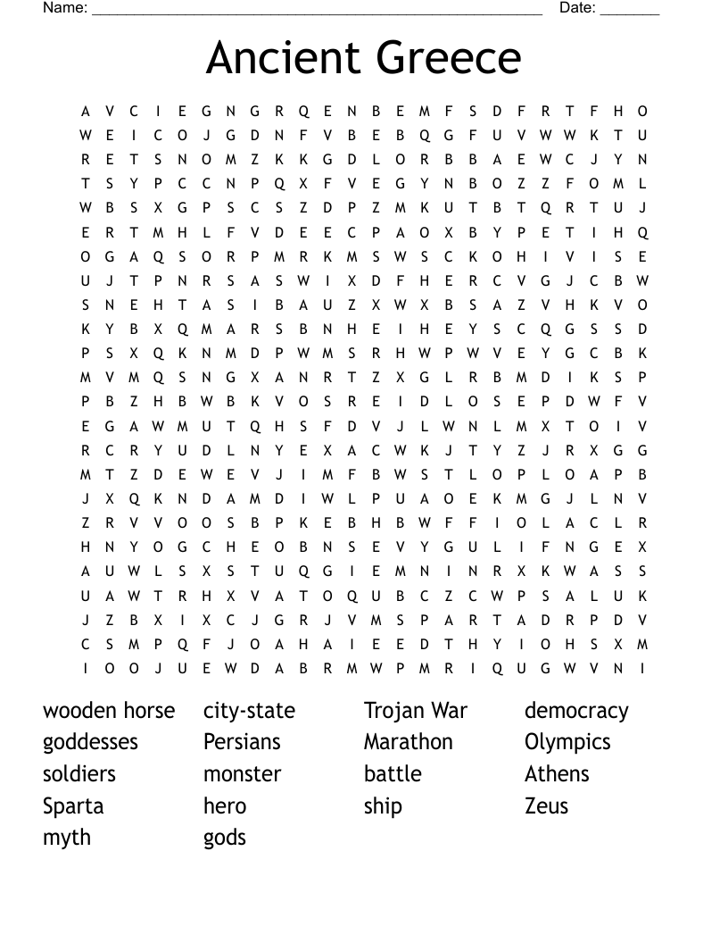 Ancient Greece Word Search
