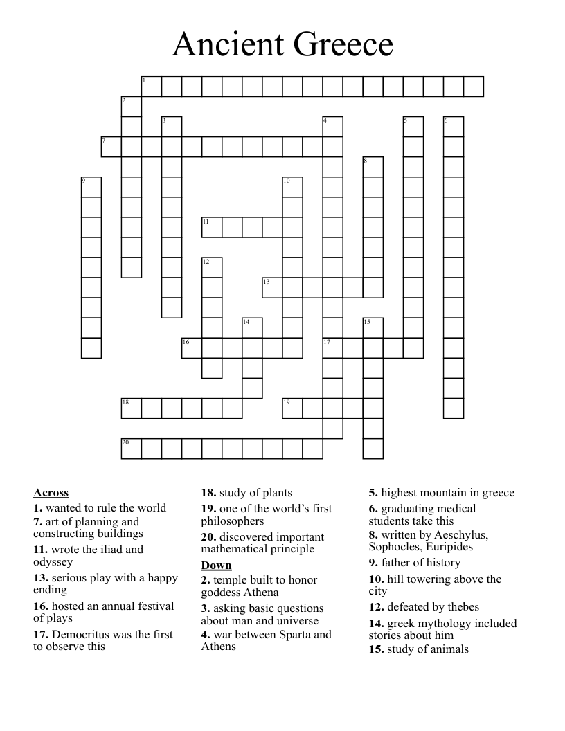 Ancient Greece Crossword