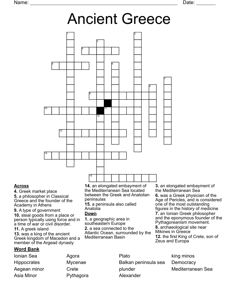 Ancient Greece Crossword
