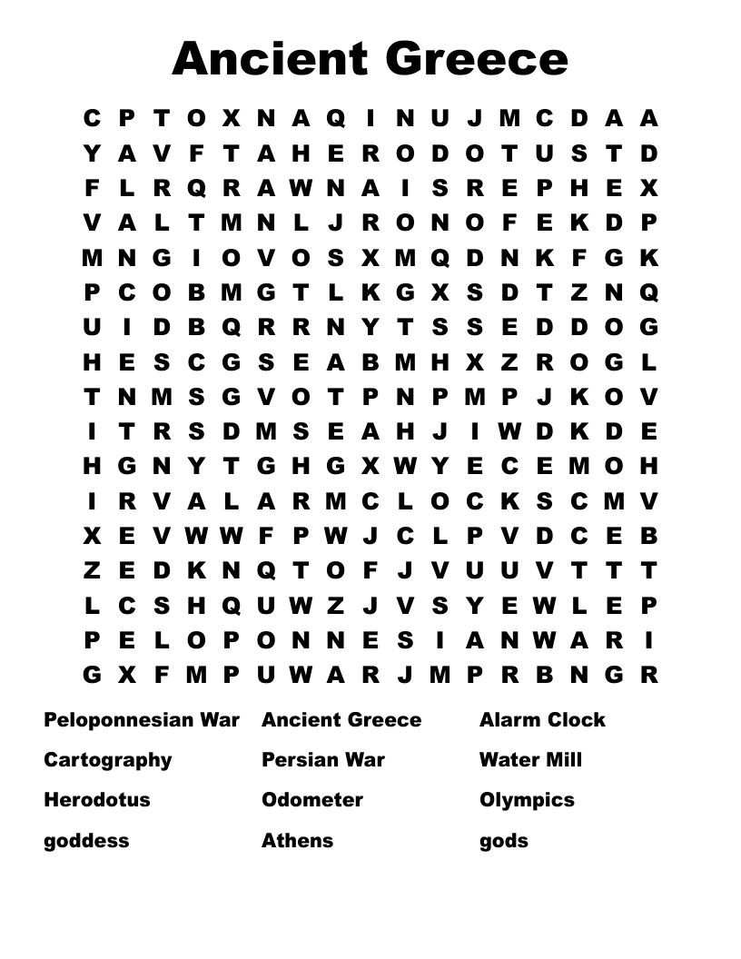 Ancient Greece Word Search