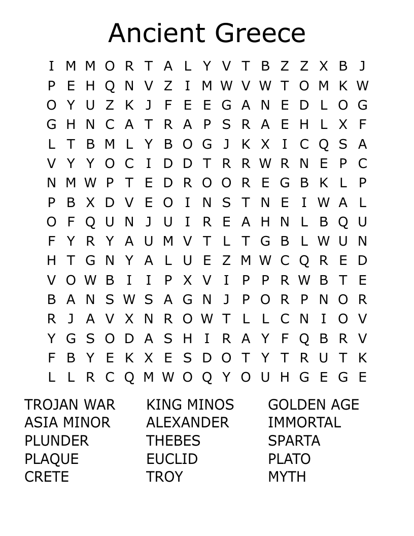 Ancient Greece Word Search