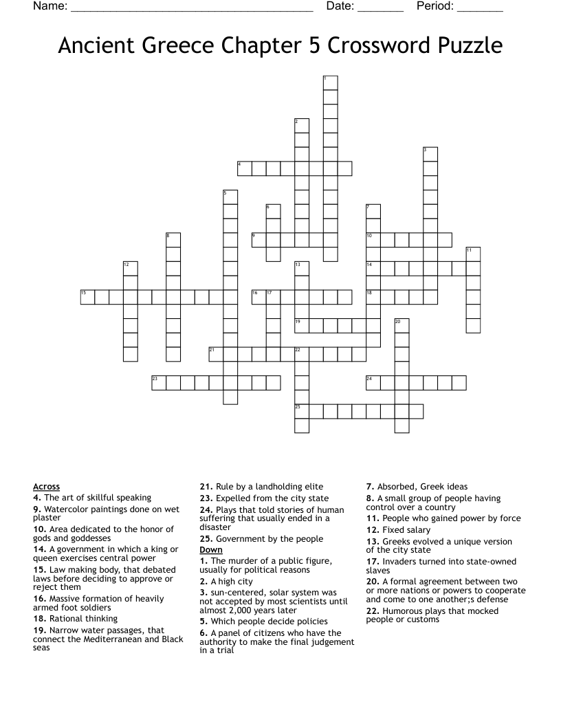 Ancient Greece Chapter 5 Crossword Puzzle