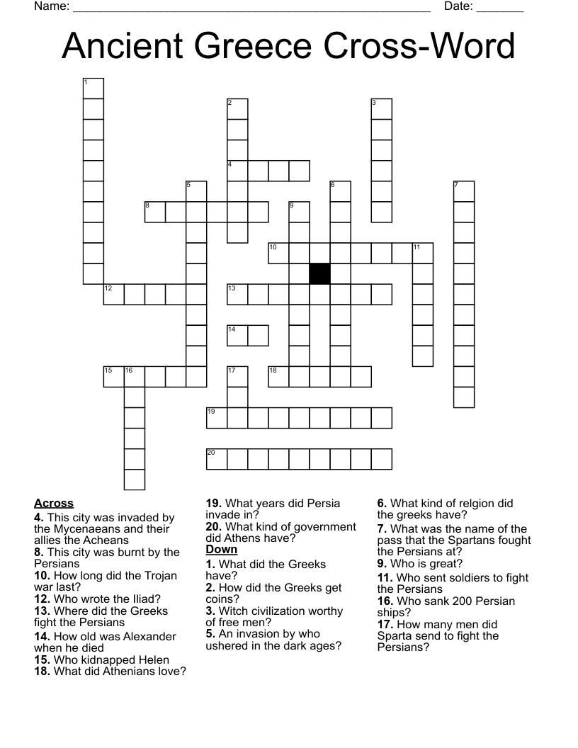 Ancient Greece Cross-Word Crossword