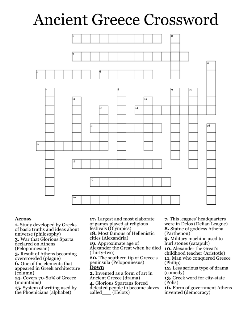Ancient Greece Crossword