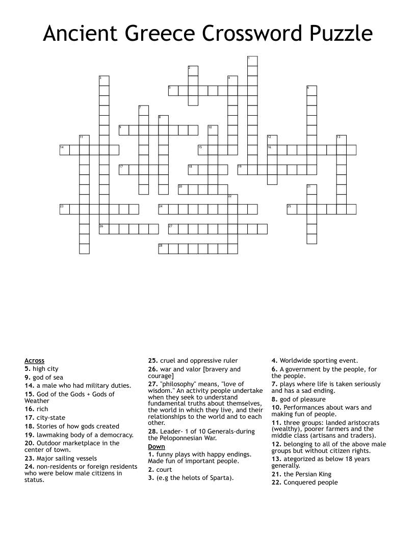 Ancient Greece Crossword Puzzle