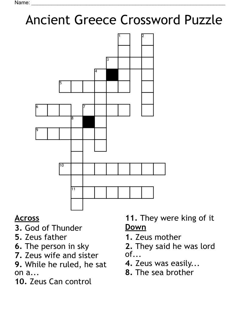 Ancient Greece Crossword Puzzle