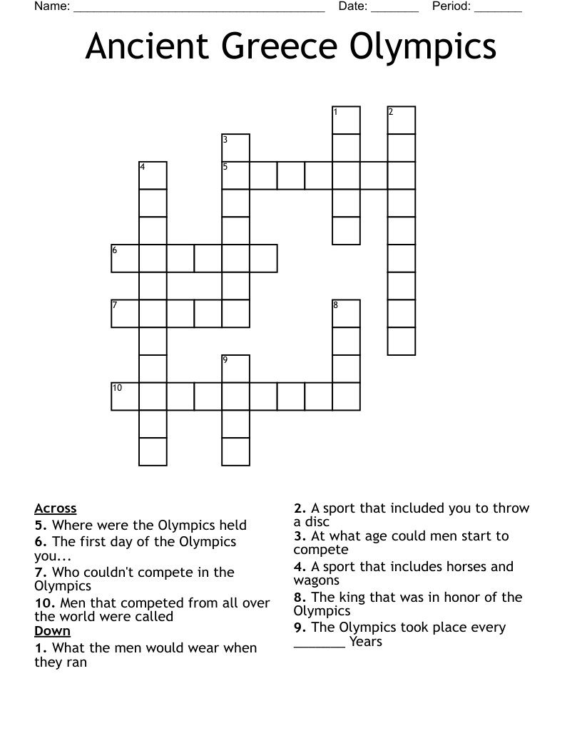Ancient Greece Olympics Crossword