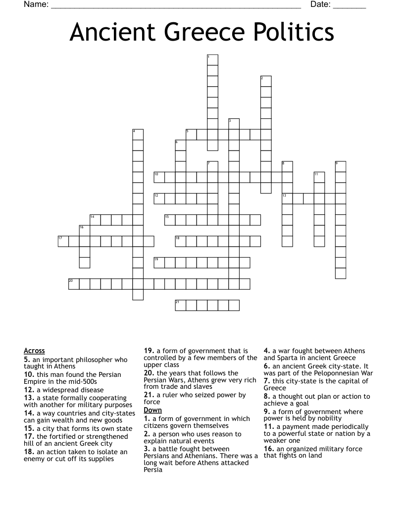 Ancient Greece Politics Crossword