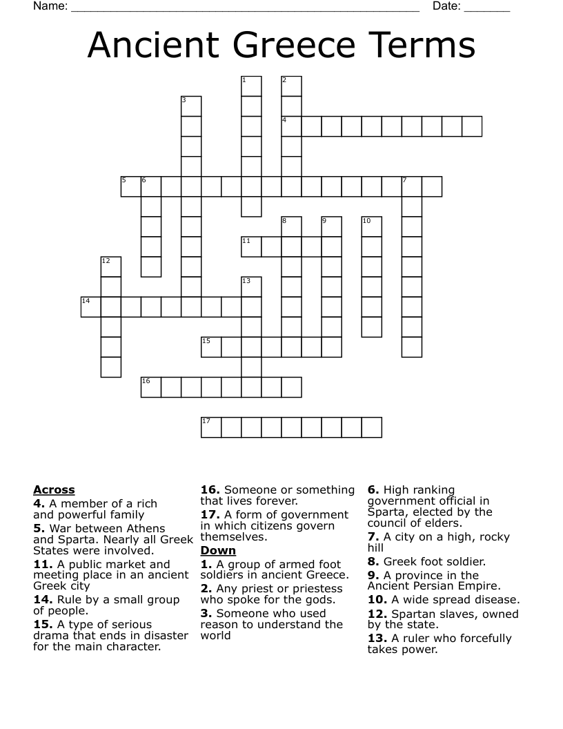 Ancient Greece Terms Crossword