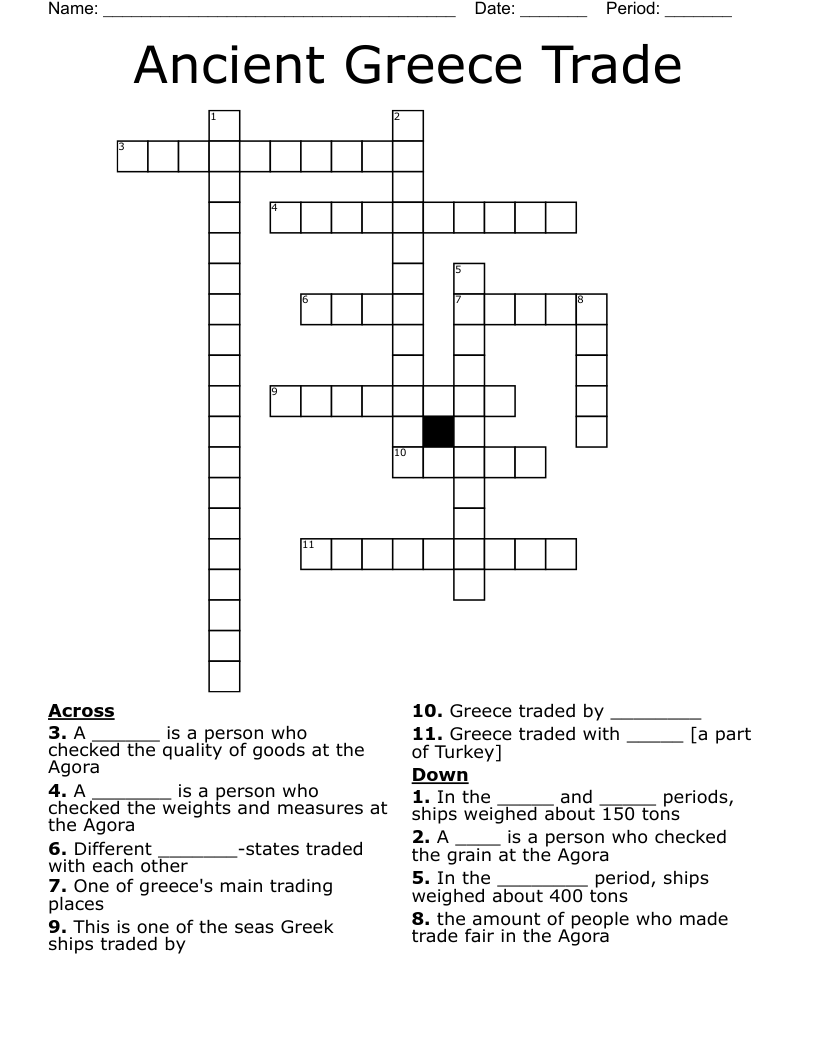 Ancient Greece Trade Crossword