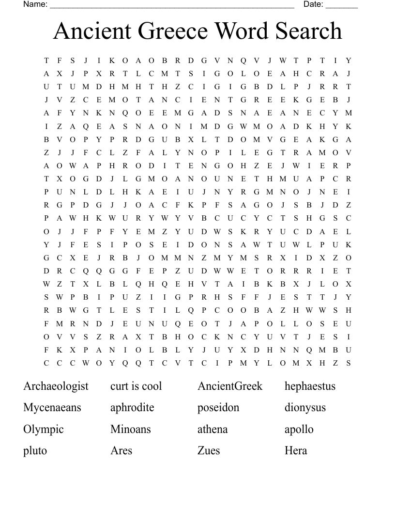 Ancient Greece Word Search