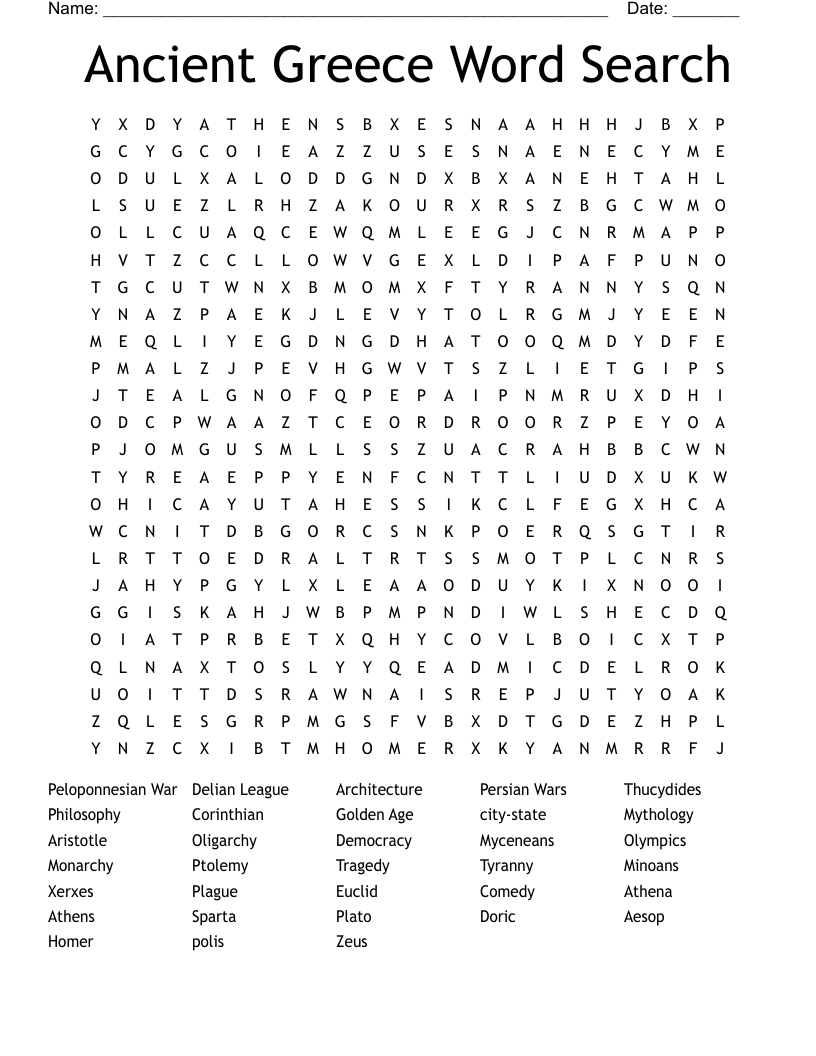 Ancient Greece Word Search