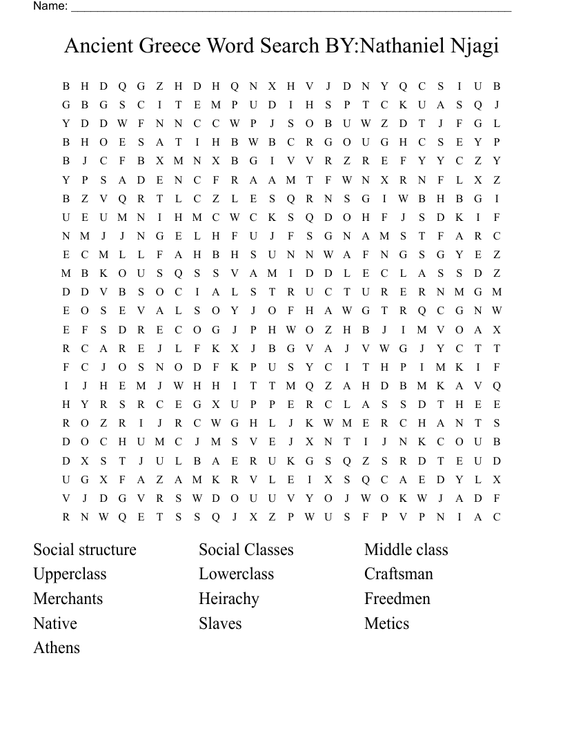Ancient Greece Word Search   BY:Nathaniel Njagi
