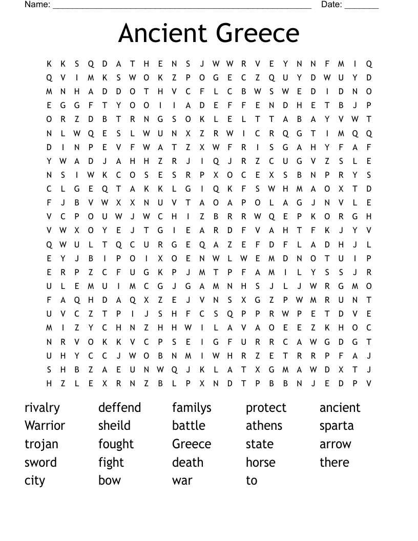 Ancient Greece  Word Search