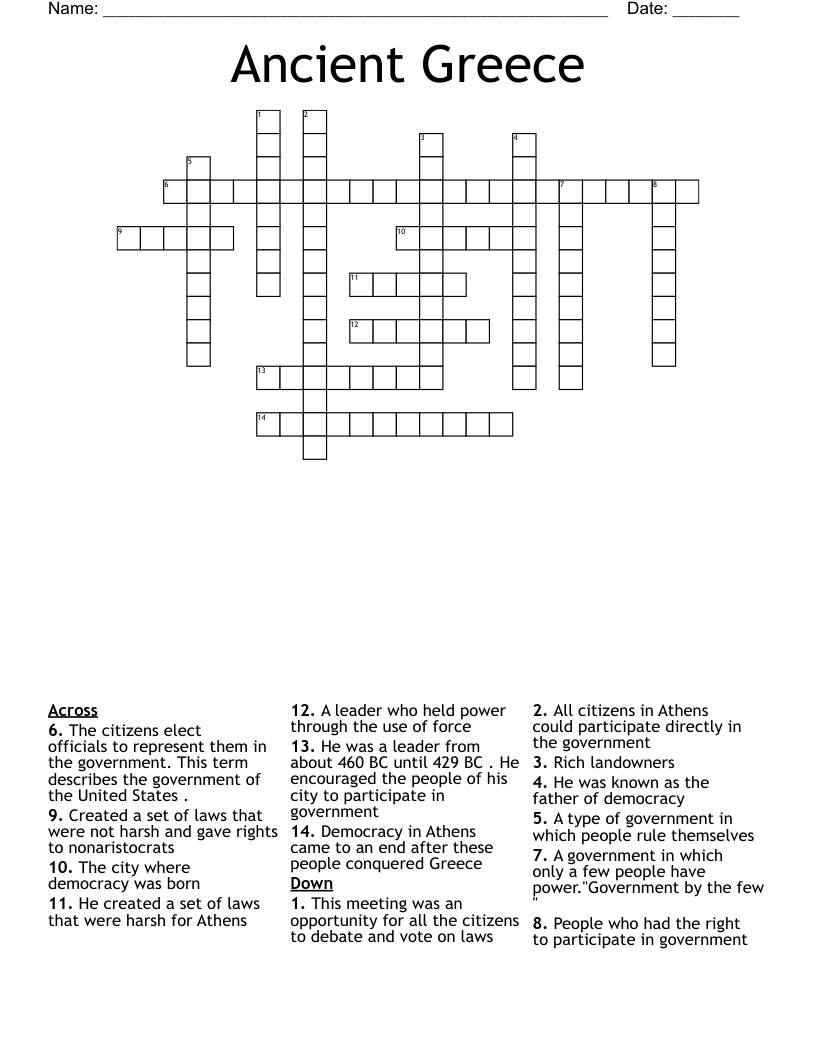 Ancient Greece  Crossword