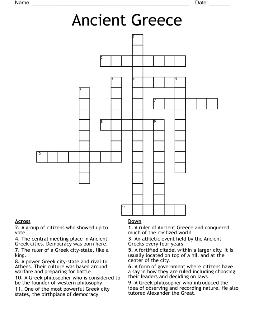 Ancient Greece  Crossword