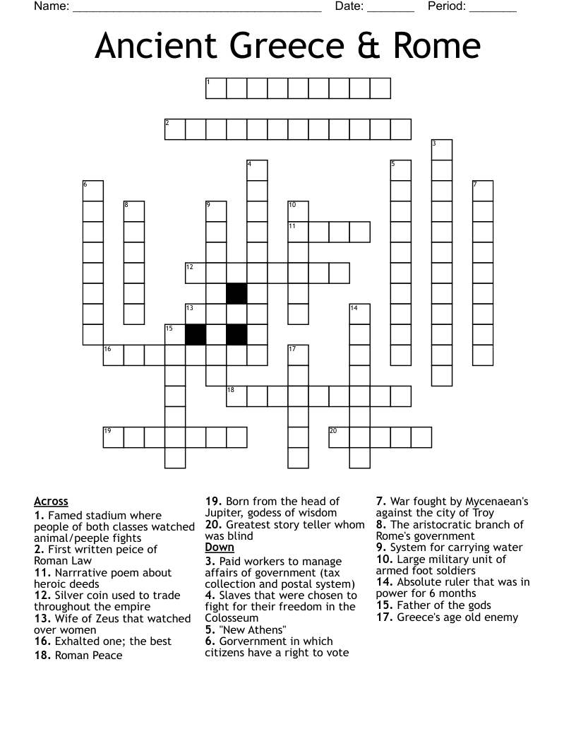 Ancient Greece & Rome Crossword