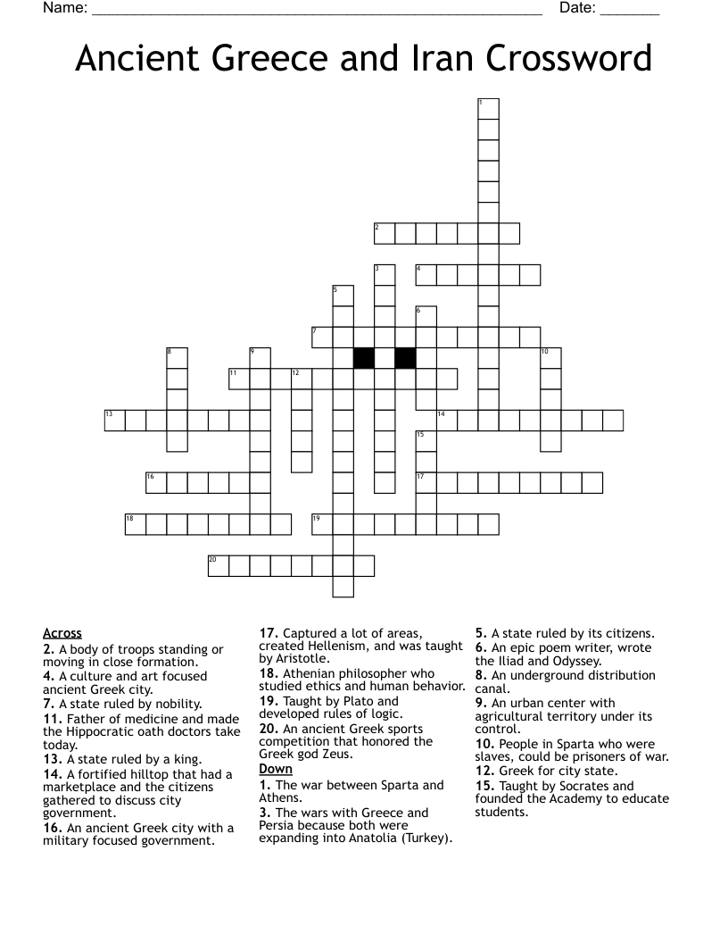Ancient Greece and Iran Crossword