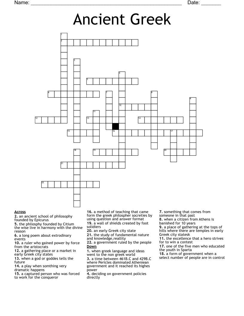 Ancient Greek Crossword
