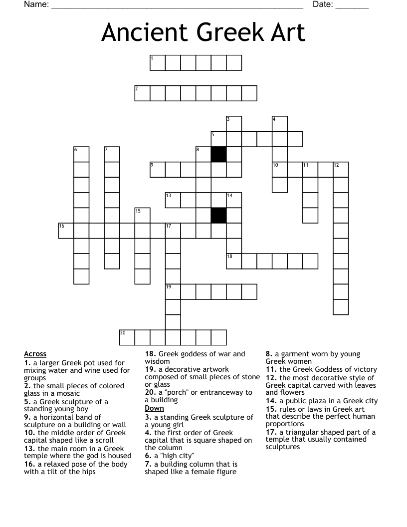 Ancient Greek Art Crossword