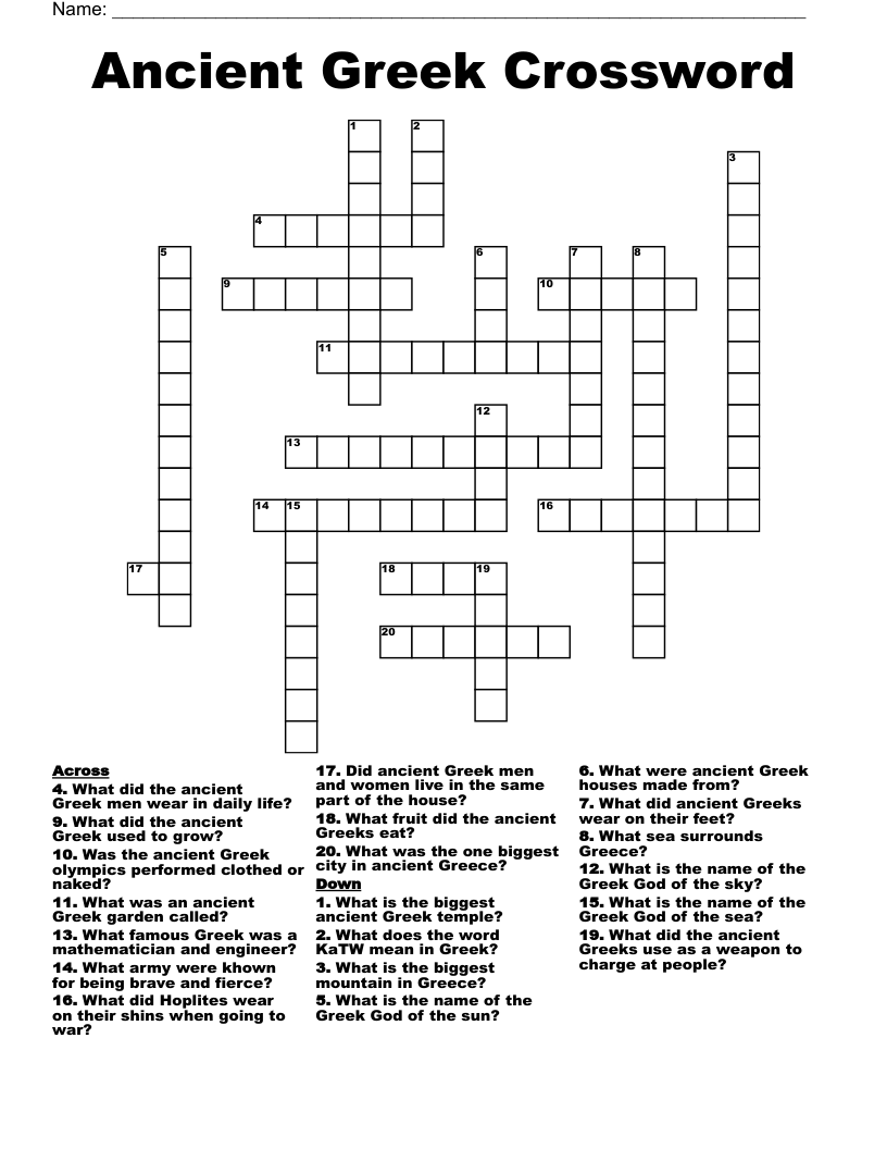 Ancient Greek Crossword