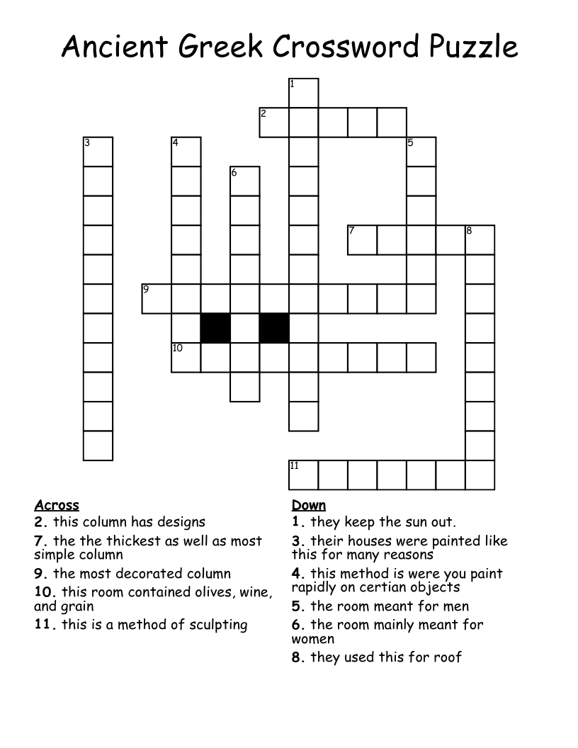 Ancient Greek Crossword Puzzle