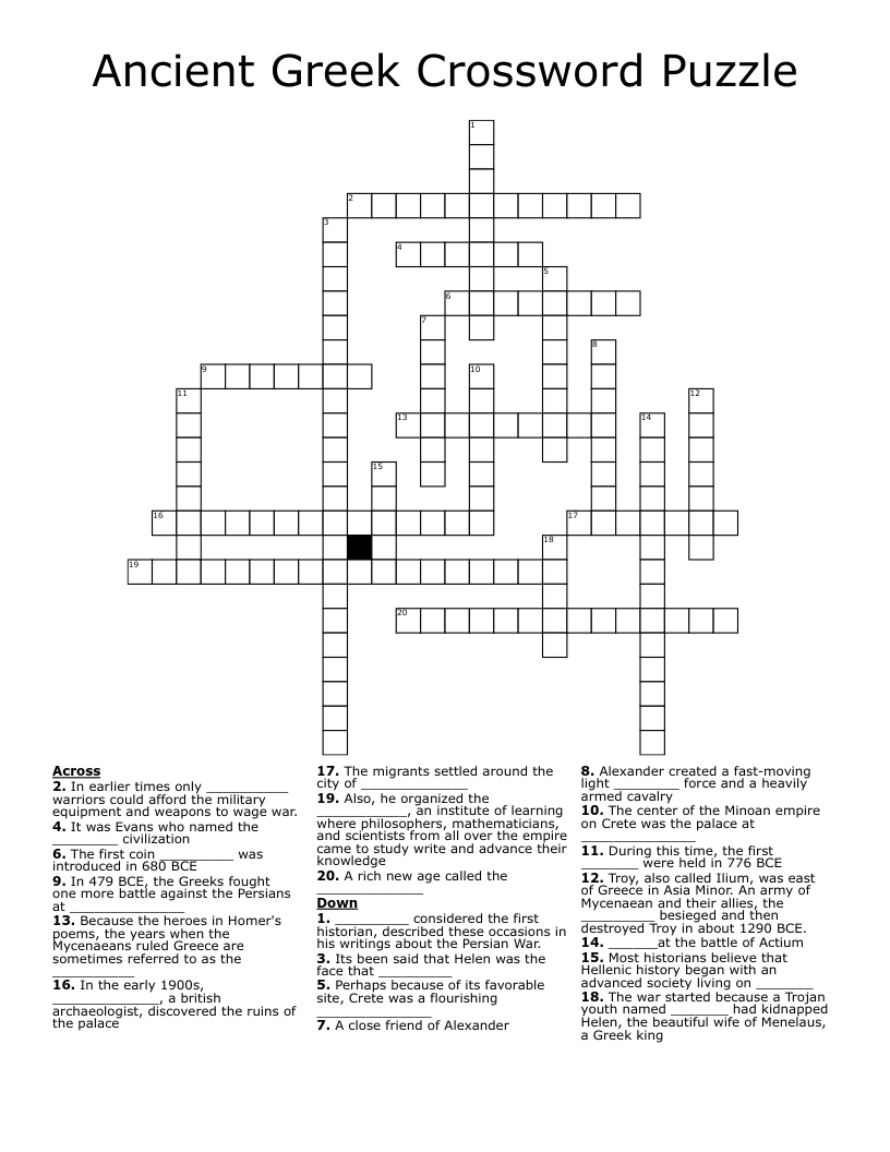 Ancient Greek Crossword Puzzle