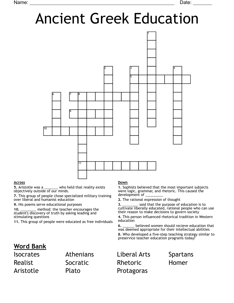 Ancient Greek Education Crossword