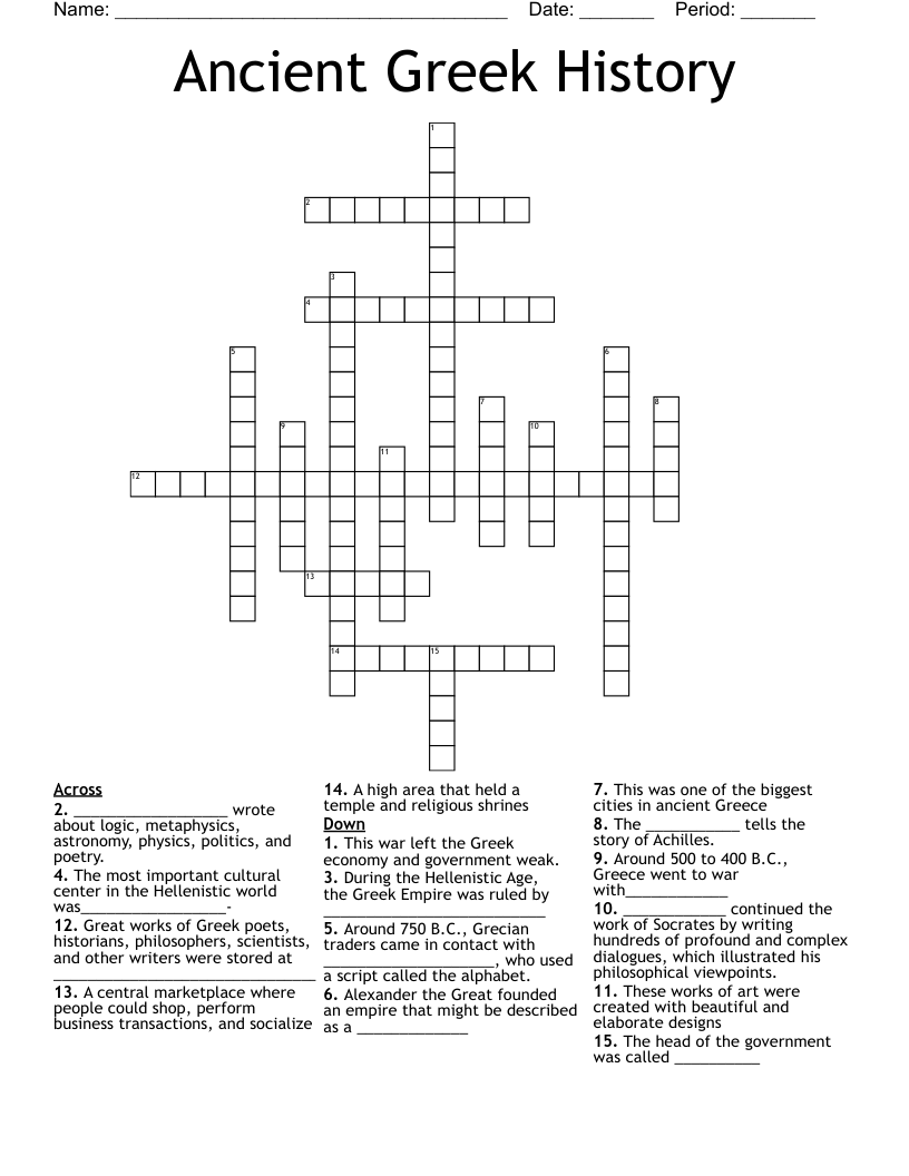 Ancient Greek History Crossword