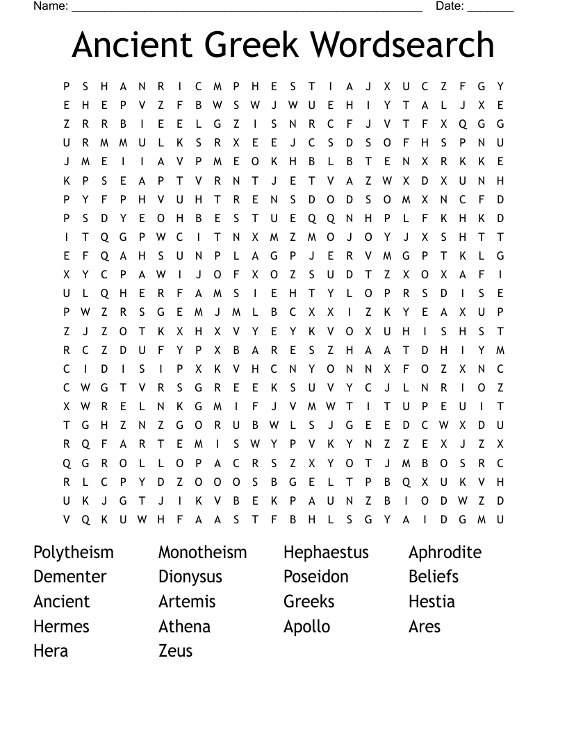 Ancient Greek Wordsearch