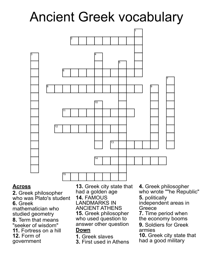 Ancient Greek vocabulary Crossword